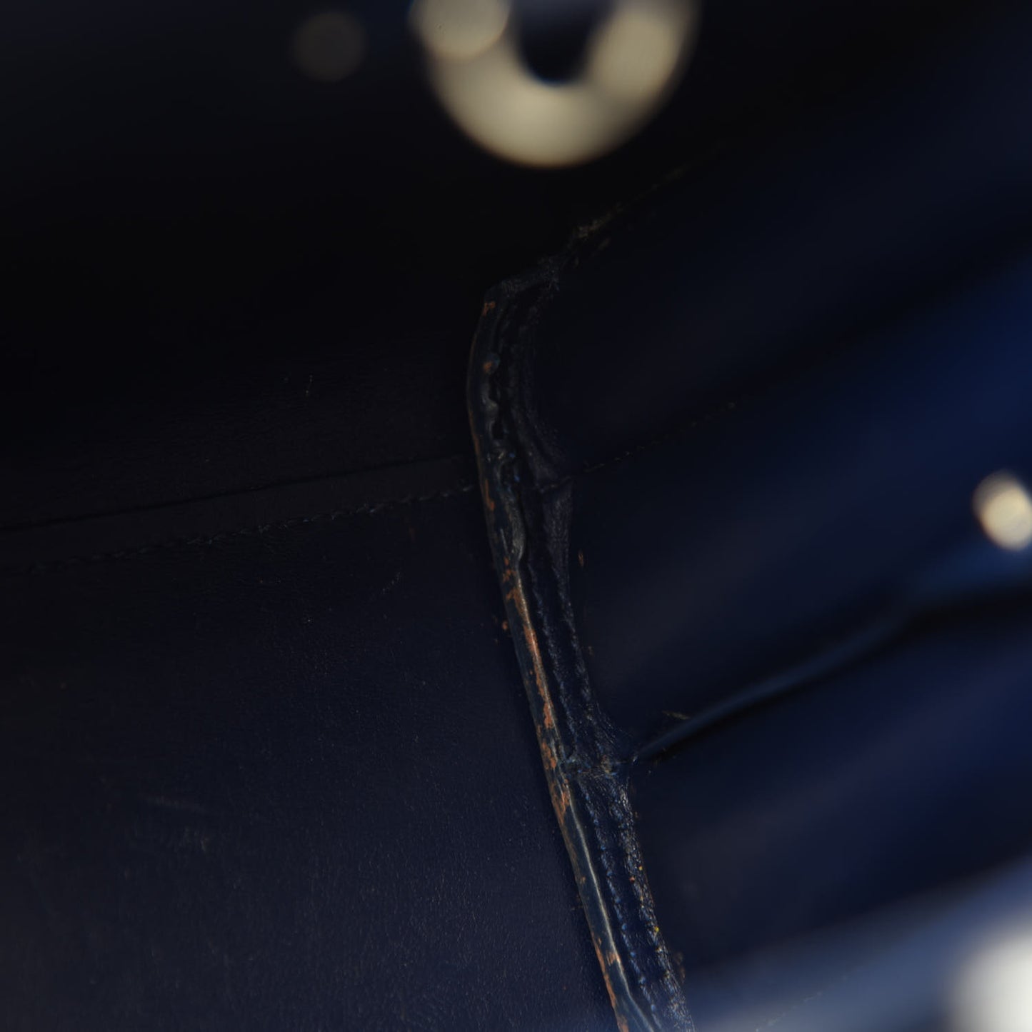 Calfskin Crocodile Embossed Baby Sac De Jour Navy