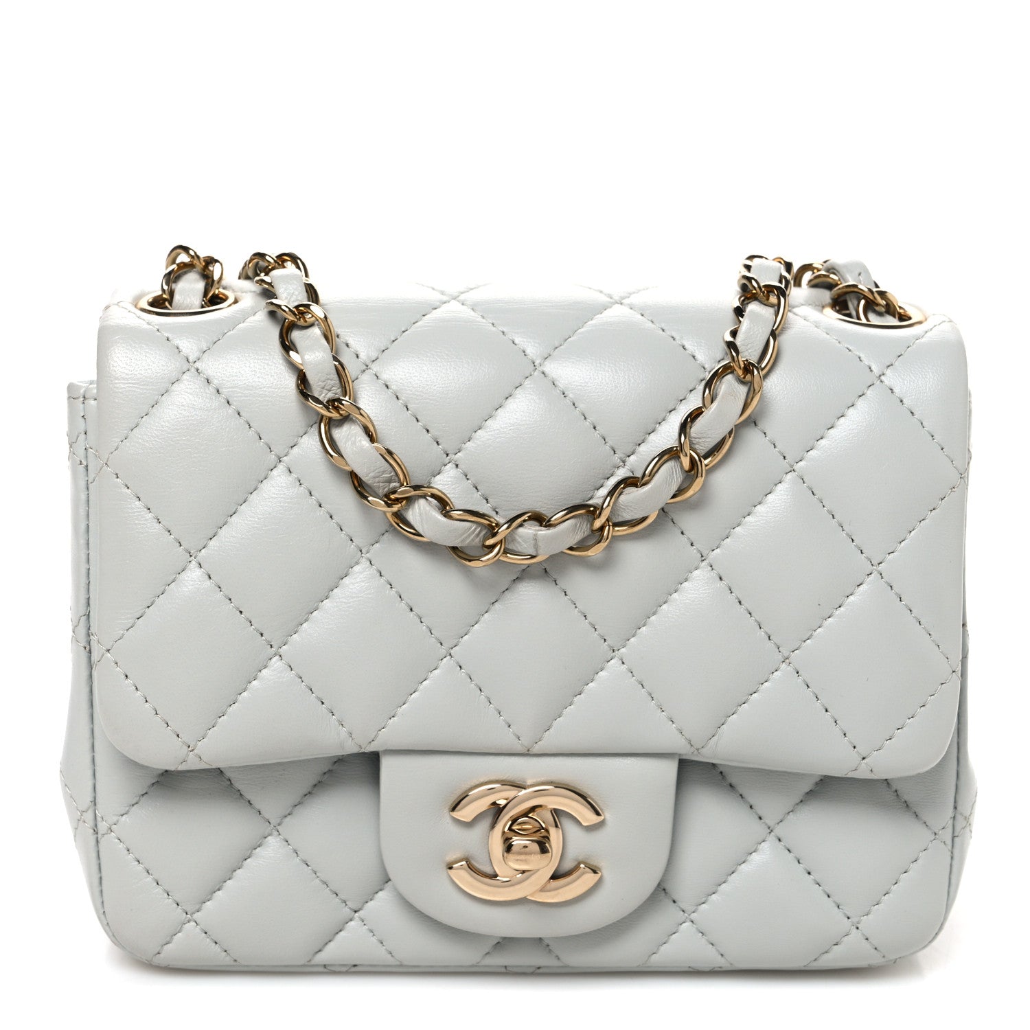 Chanel Lambskin Quilted Mini Square Flap Light Grey 1 of 9