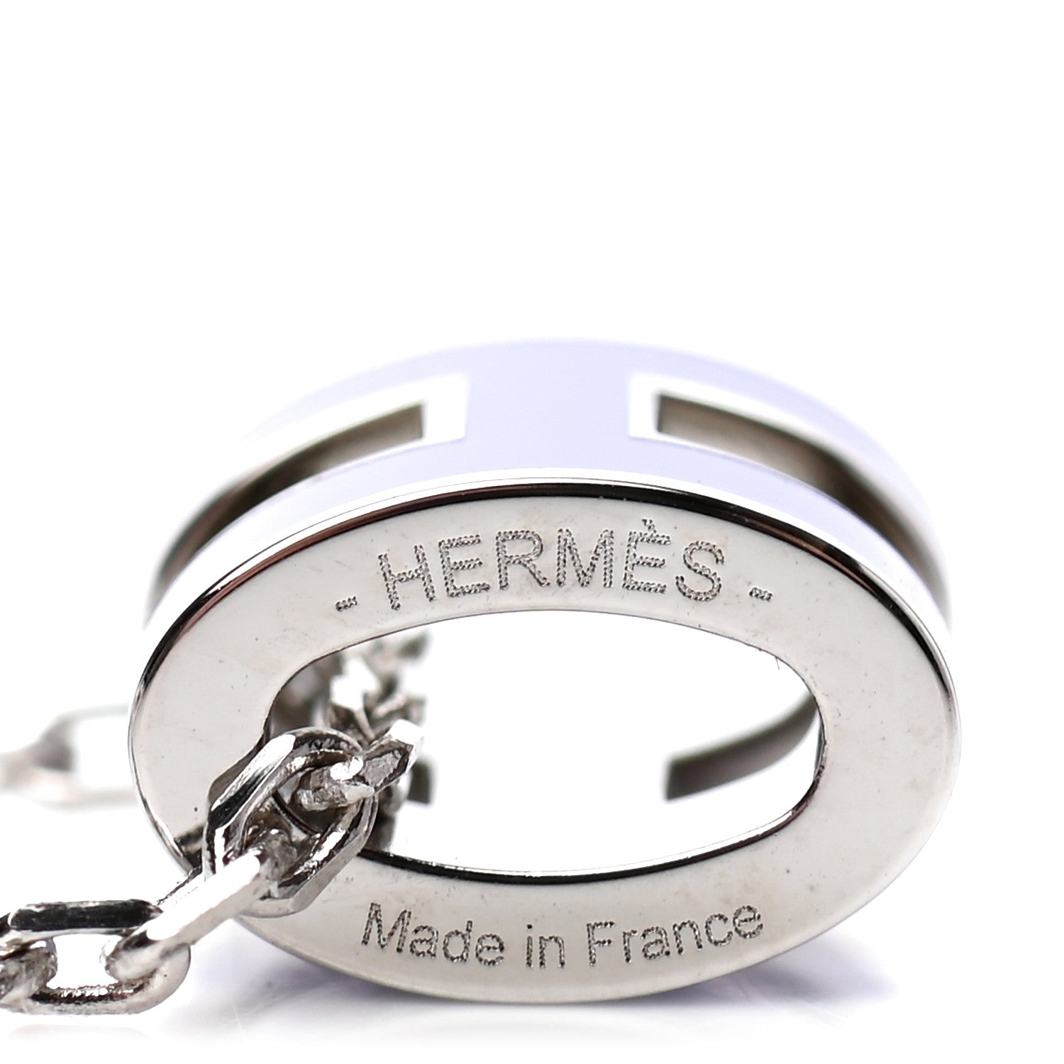 Hermes Lacquered Palladium Mini Pop H Pendant Necklace Parme 5 of 6