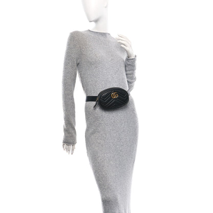 Gucci Calfskin Matelasse GG Marmont Belt Bag 95 38 Black 2 of 12