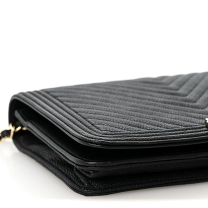 Chanel Caviar Chevron Quilted Boy Wallet On Chain WOC Black 10 of 14