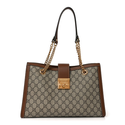 Gucci GG Supreme Monogram Medium Padlock Tote Beige Cuir 1 of 10