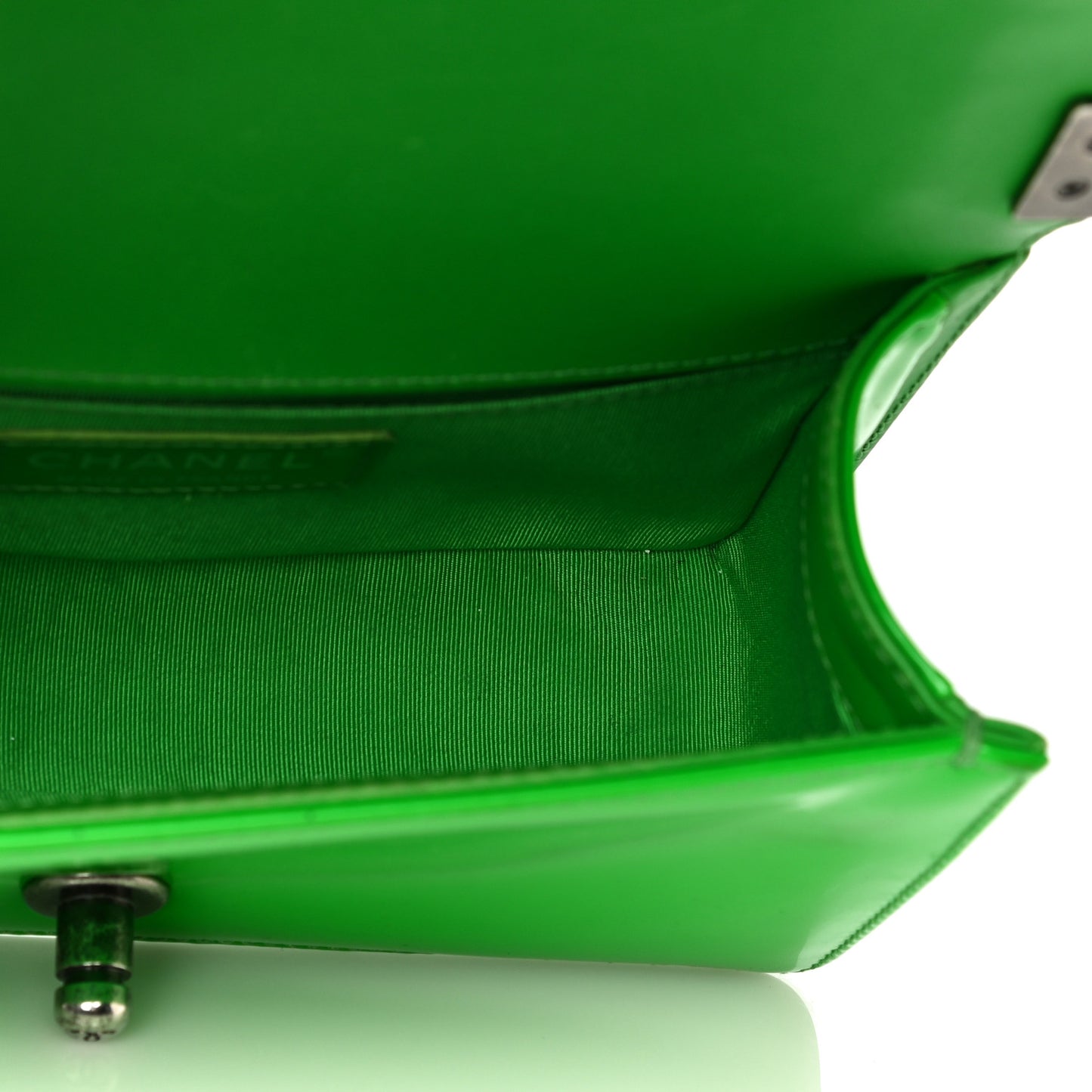 Patent Quilted Small Boy Flap Green