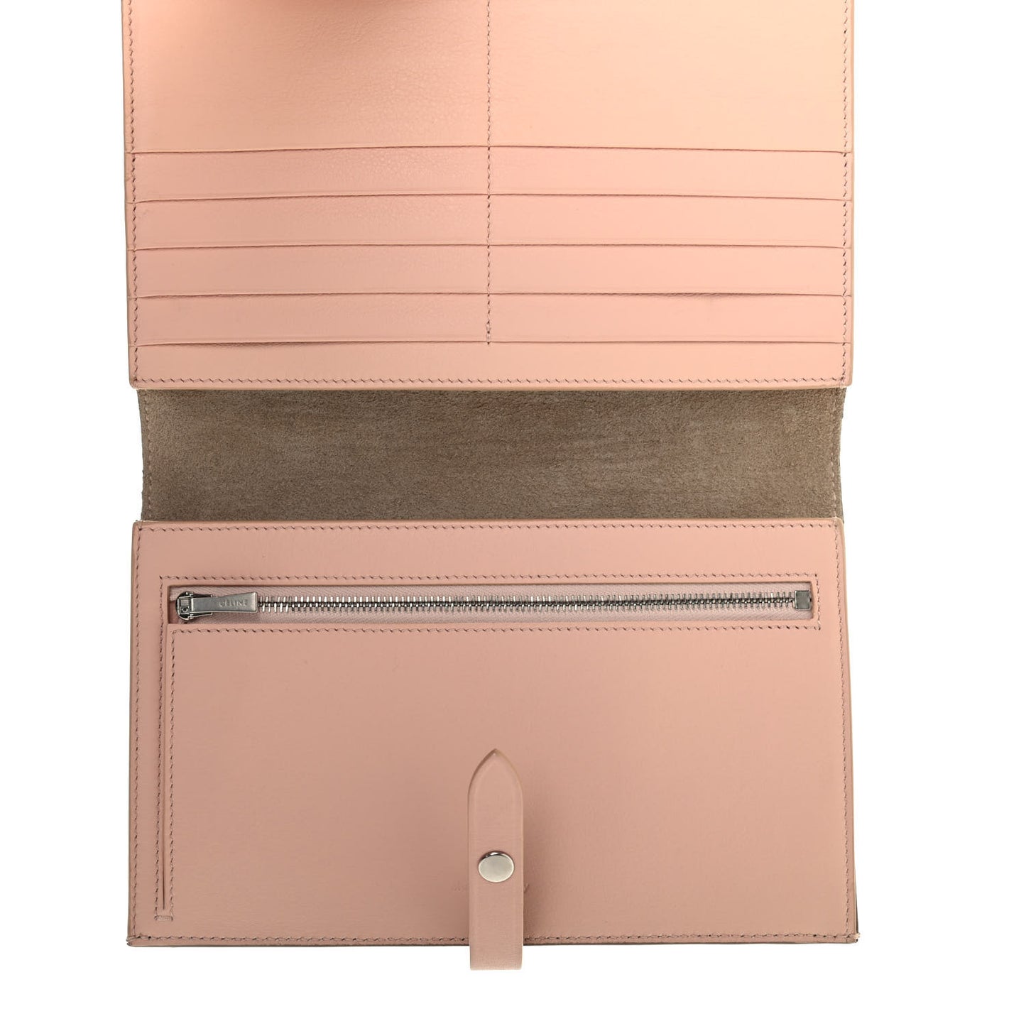 Grained Calfskin Medium Multifunction Strap Wallet Pink Chalk