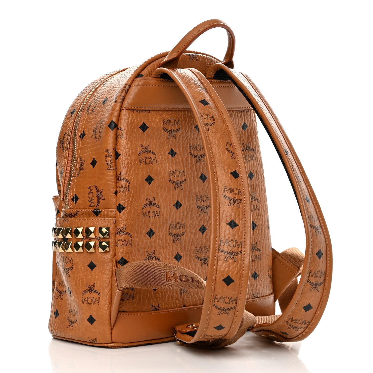 MCM Visetos Small Side Stud Stark Backpack Cognac 3 of 14