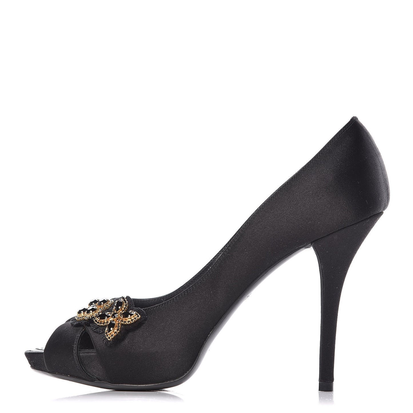Satin Athen Peep Toe Pumps 38 Black