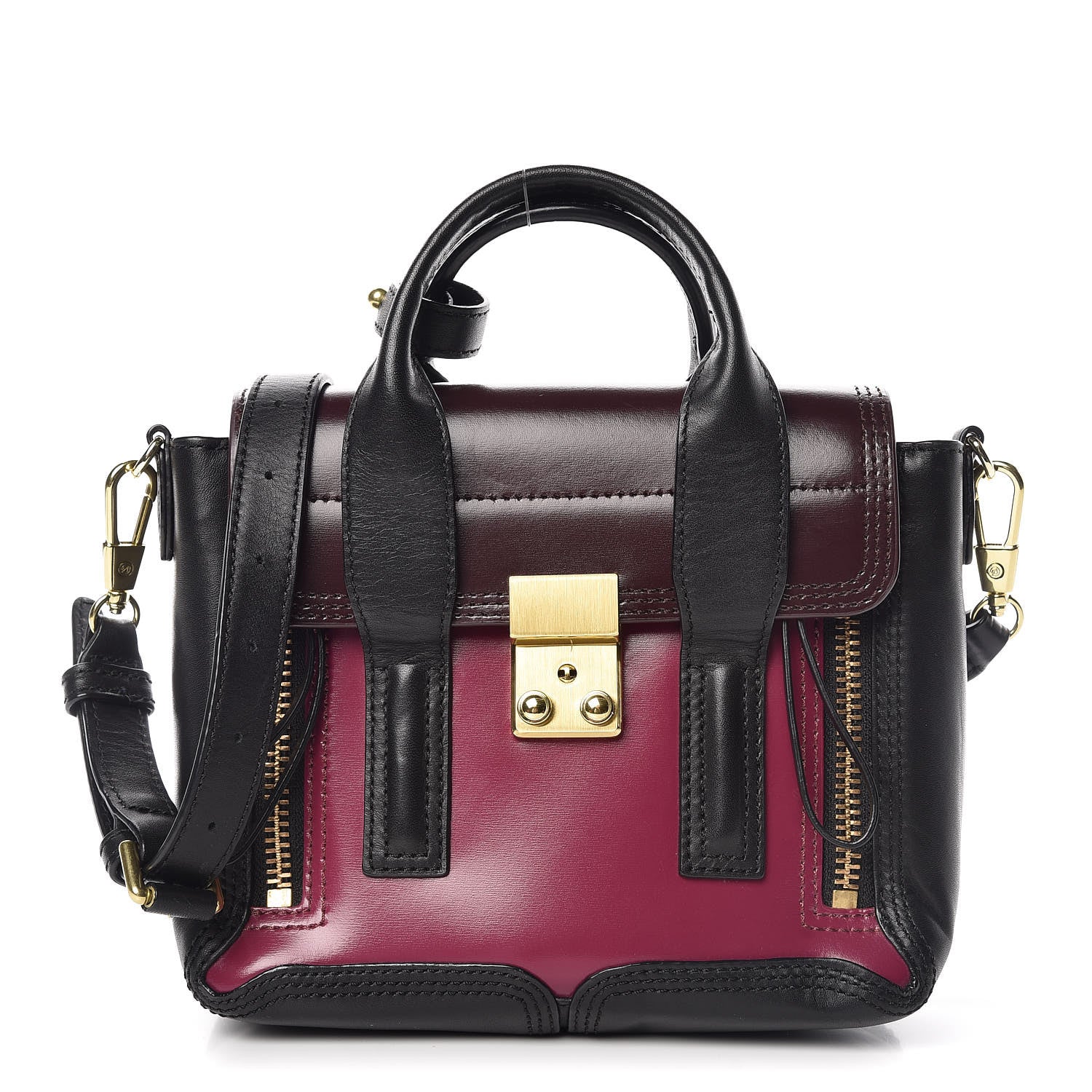 3.1 Phillip Lim 3.1 Smooth Calfskin Tri-Color Mini Pashli Satchel Oxblood 1 of 10