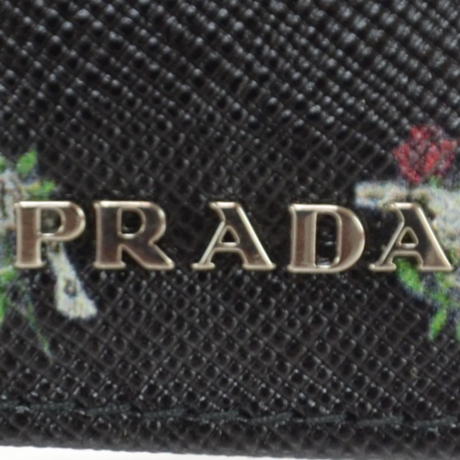 Prada Saffiano Guns and Roses Print Wallet Black 5 of 9