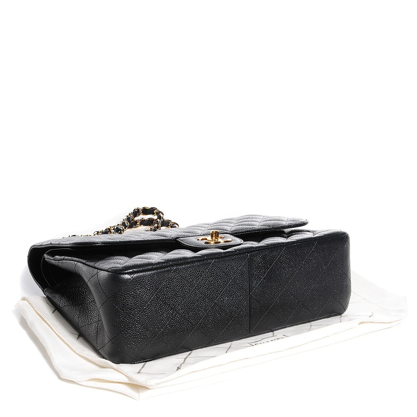 Caviar Quilted Jumbo Double Flap Black