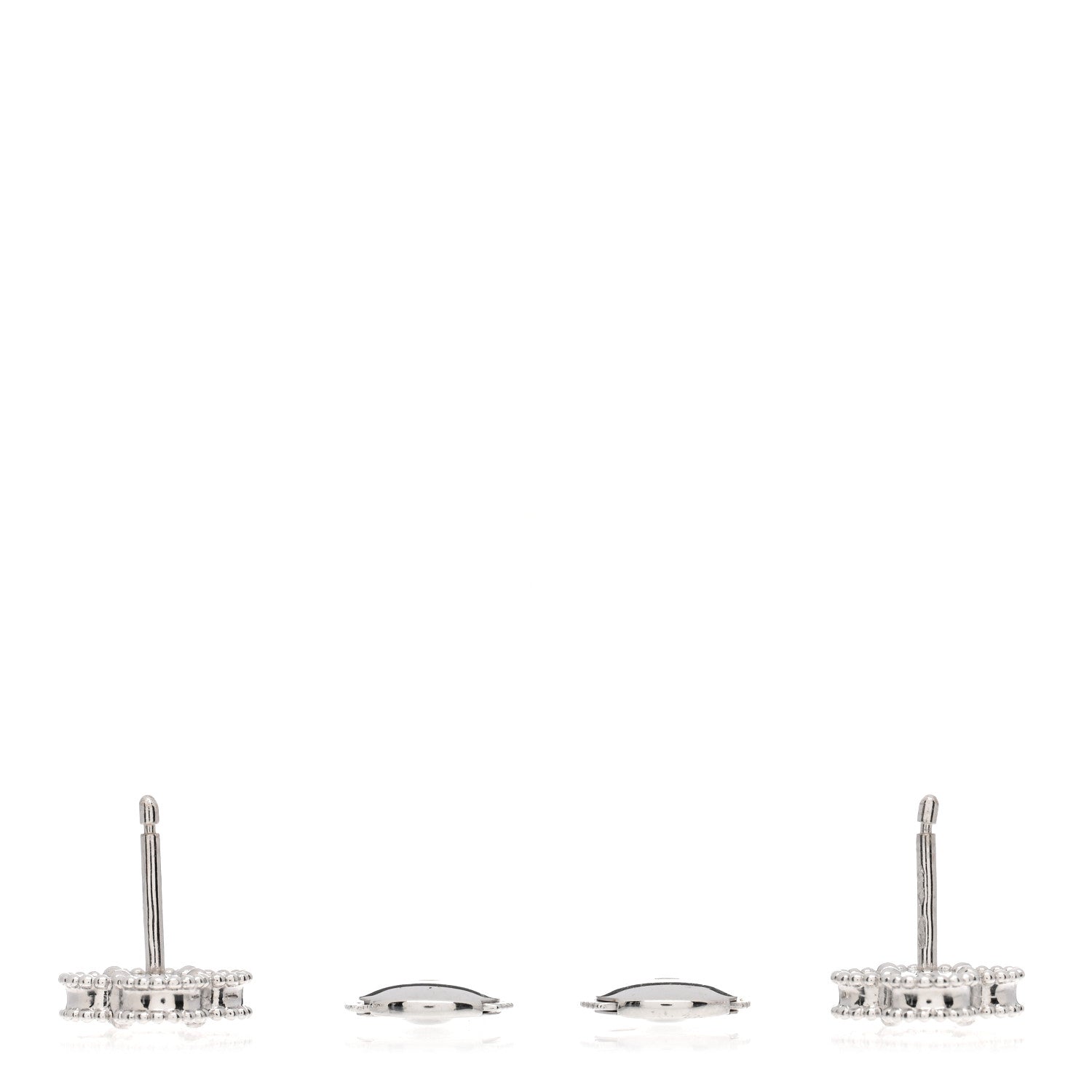 Van Cleef & Arpels 18K White Gold Mother of Pearl Sweet Alhambra Earrings 3 of 5