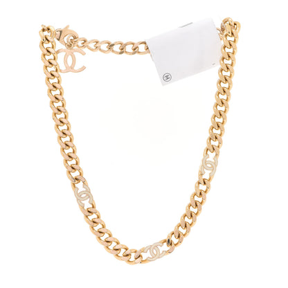 Chanel Metal Enamel Chain CC Choker Gold White 3 of 7