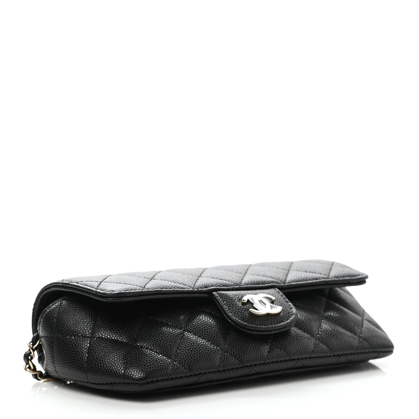 Caviar Quilted Glasses Case With Chain Black