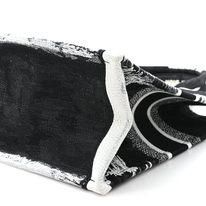 Christian Dior Canvas Embroidered Medium Paris Book Tote Black White 10 of 12