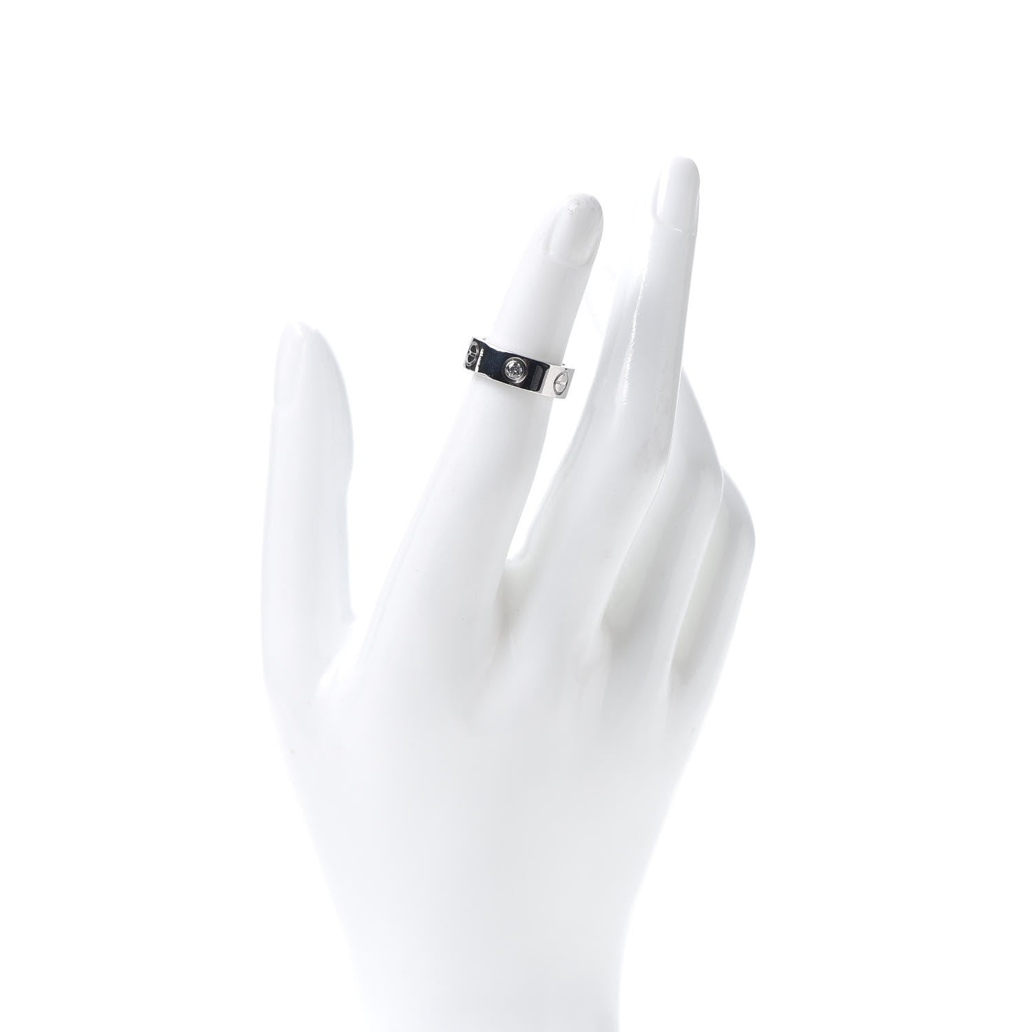 Cartier 18K White Gold 3 Diamond 5.5mm LOVE Ring 46 3.75 2 of 5