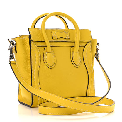 Celine Drummed Calfskin Nano Luggage Citron 3 of 9