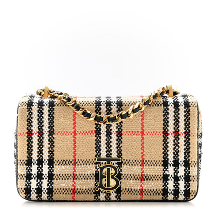Burberry Calfskin Boucle Check Small Lola Chain Bag Archive Beige 1 of 11