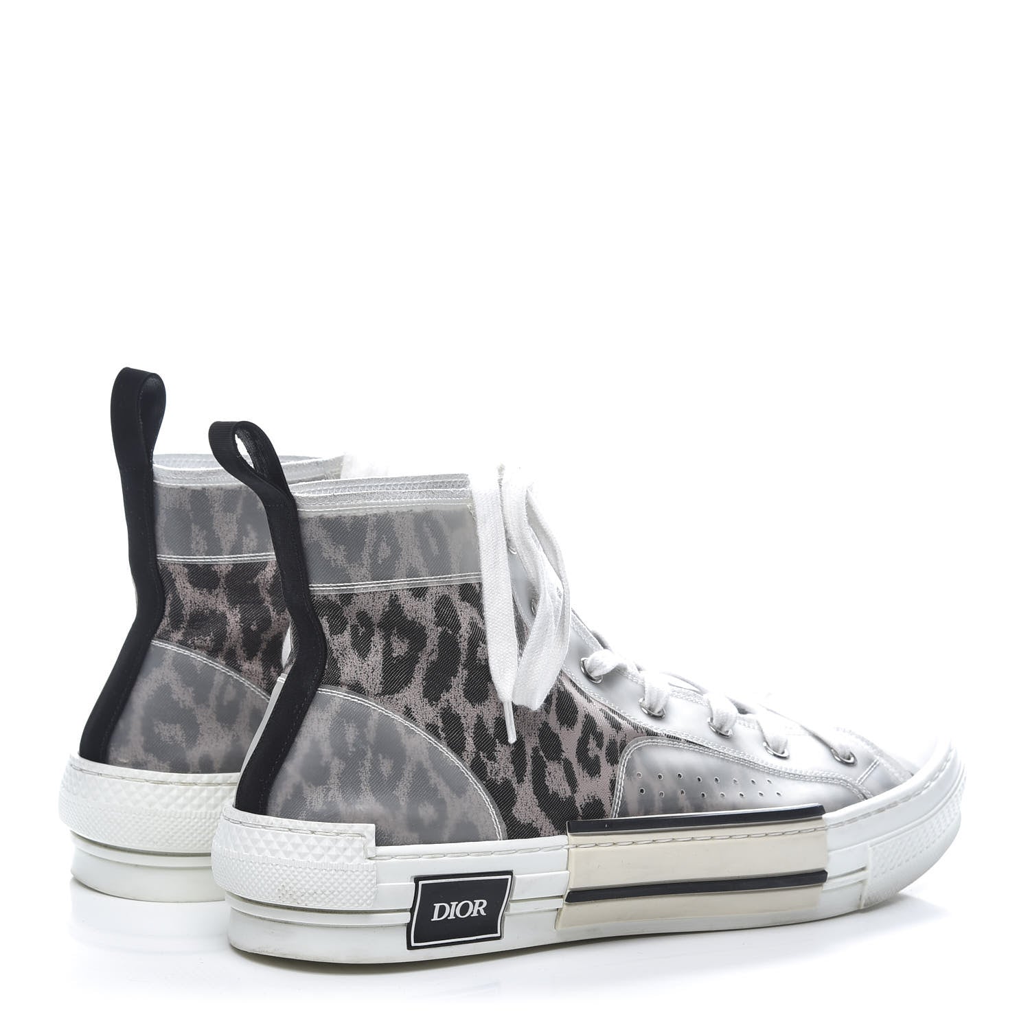 Christian Dior Canvas Leopard Print Mens B23 High Top Sneakers 45 White 4 of 10