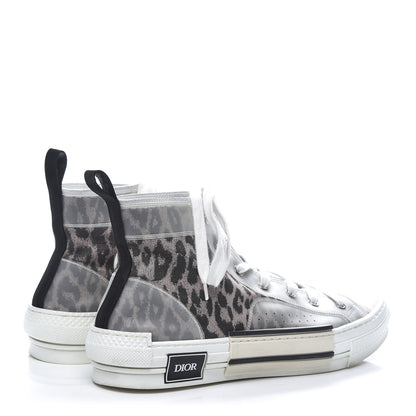 Christian Dior Canvas Leopard Print Mens B23 High Top Sneakers 45 White 4 of 10
