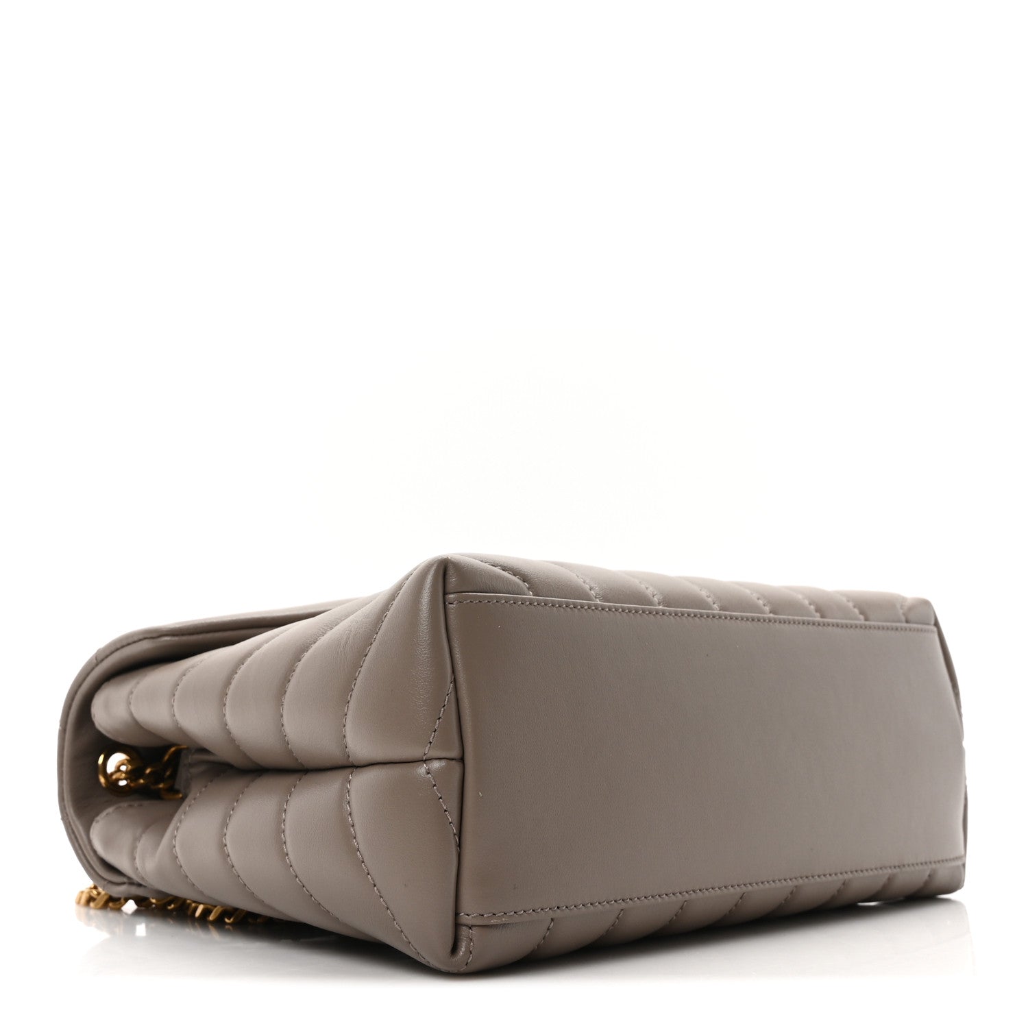 Saint Laurent Calfskin Y Quilted Monogram Small Loulou Chain Satchel Greyish Brown 4 of 10