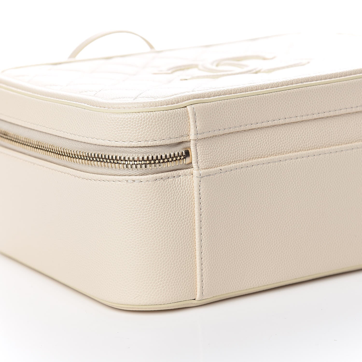 Chanel Caviar Quilted Large CC Filigree Vanity Case Light Beige 9 of 14
