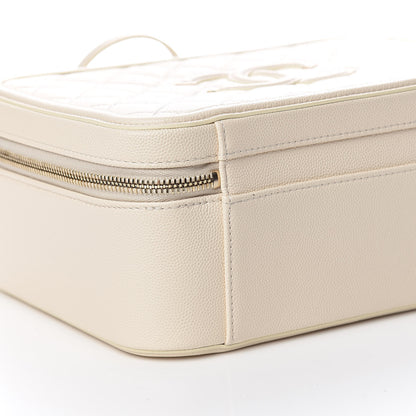 Chanel Caviar Quilted Large CC Filigree Vanity Case Light Beige 9 of 14