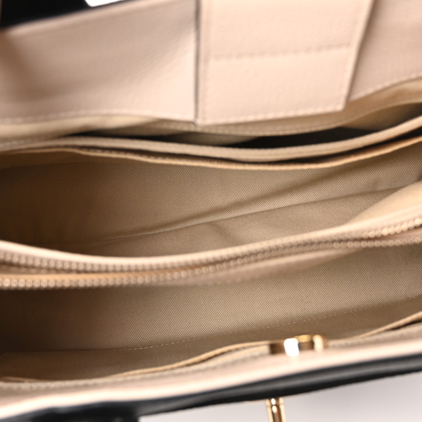Grained Calfskin Small Bi-Color Neo Executive Shopper Tote Black Beige