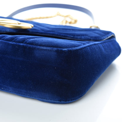 Gucci Velvet Matelasse Medium GG Marmont Shoulder Bag Cobalt Blue 10 of 12