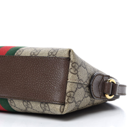 Gucci GG Supreme Monogram Textured Dollar Calfskin Web Small Ophidia Dome Shoulder Bag Beige Ebony New Acero 7 of 10
