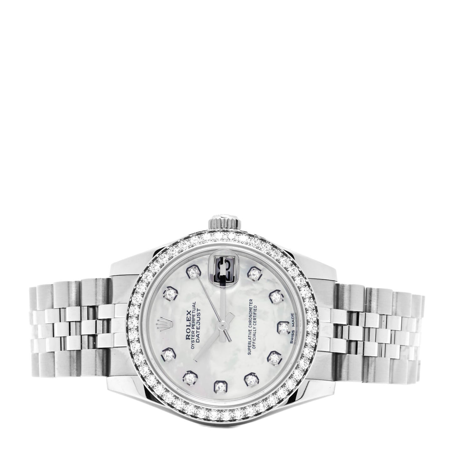 Stainless Steel 18K White Gold Diamond Mother of Pearl 31mm Oyster Perpetual Datejust Watch 178384