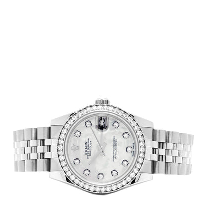 Rolex Stainless Steel 18K White Gold Diamond Mother of Pearl 31mm Oyster Perpetual Datejust Watch 178384 2 of 4