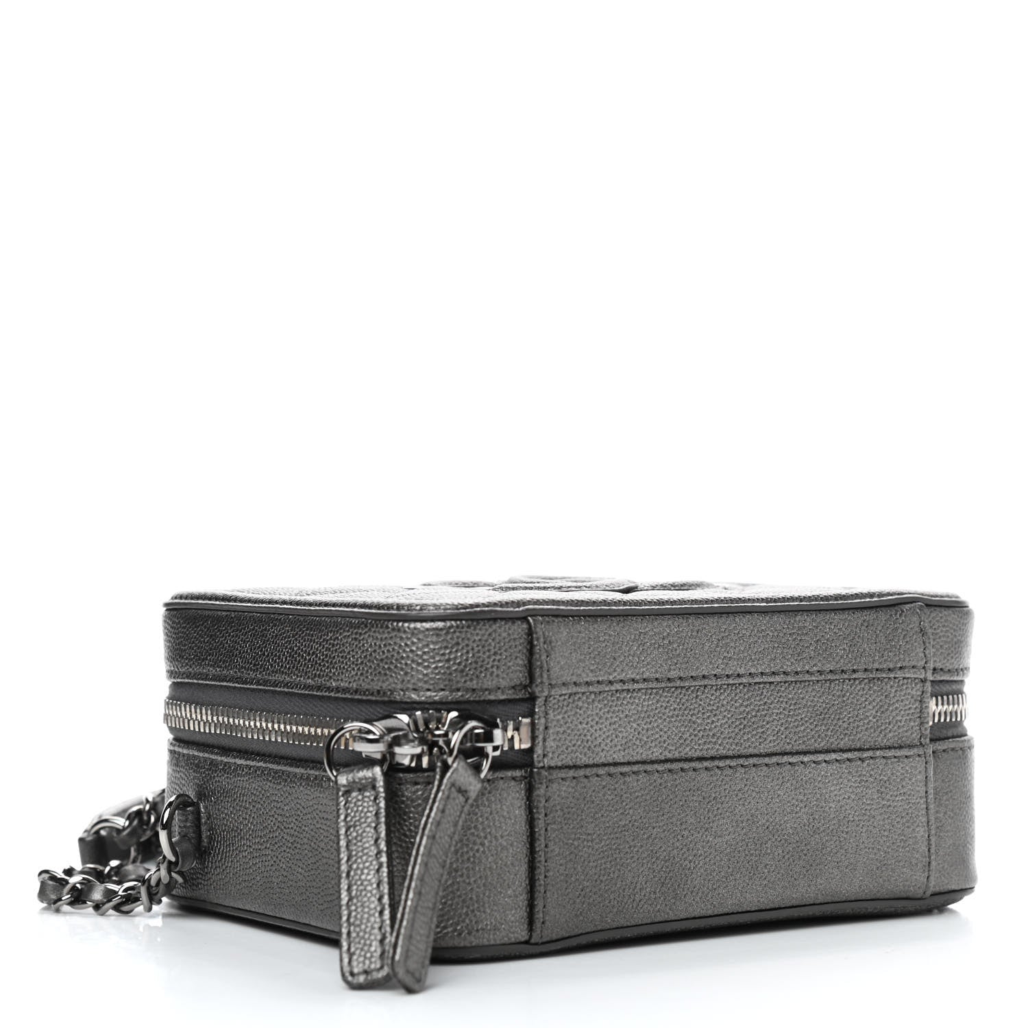 Chanel Caviar Quilted Small CC Filigree Vanity Case Dark Silver 4 of 9