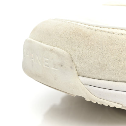 Chanel Suede Calfskin Fabric CC Sneakers 41 White 19 of 19