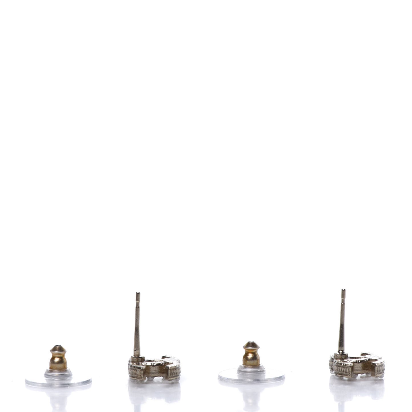 Pearl Crystal CC Charms Stud Earrings Light Gold