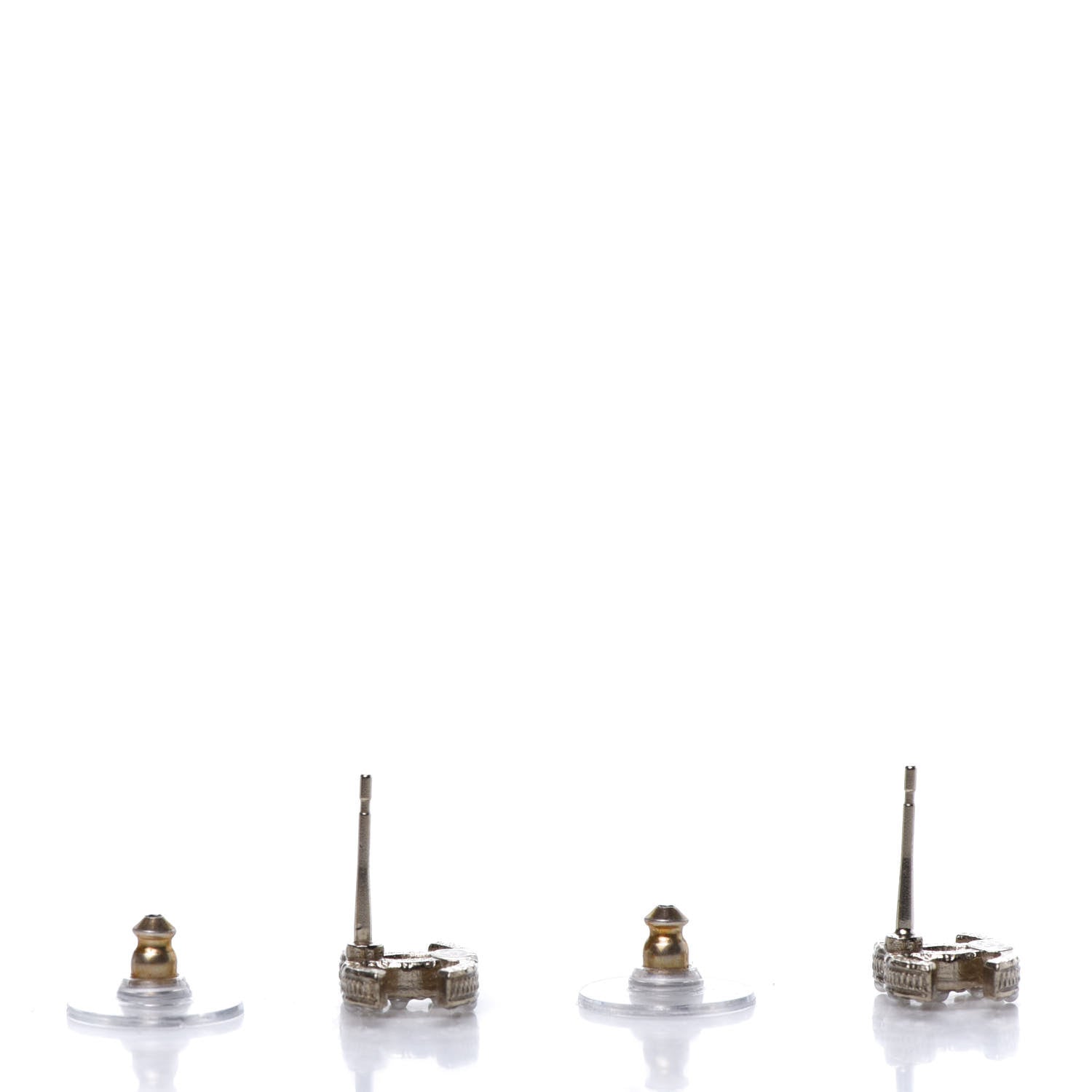 Chanel Pearl Crystal CC Charms Stud Earrings Light Gold 3 of 5