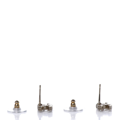 Chanel Pearl Crystal CC Charms Stud Earrings Light Gold 3 of 5
