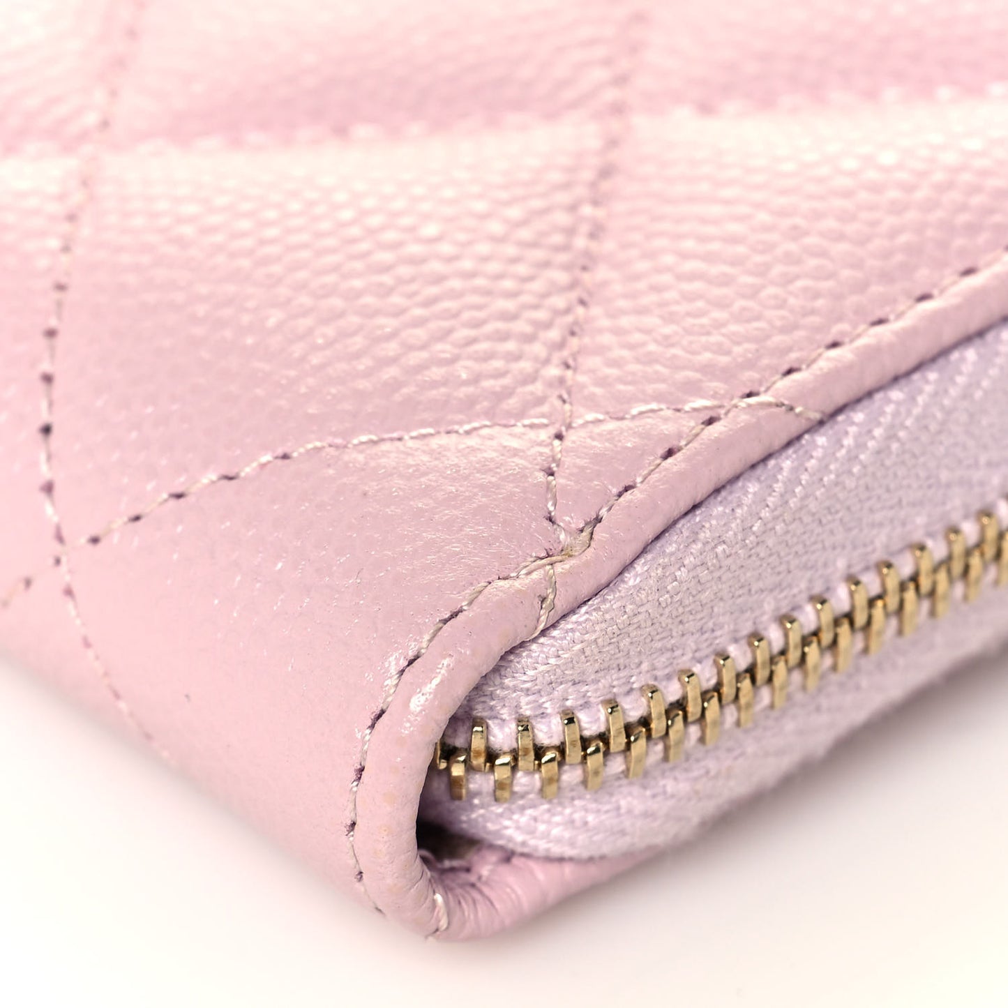 Caviar Quilted Zip Coin Purse Light Pink