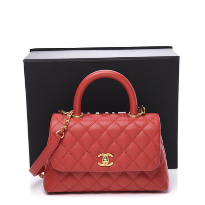 Chanel Caviar Quilted Mini Coco Handle Flap Dark Red 10 of 10