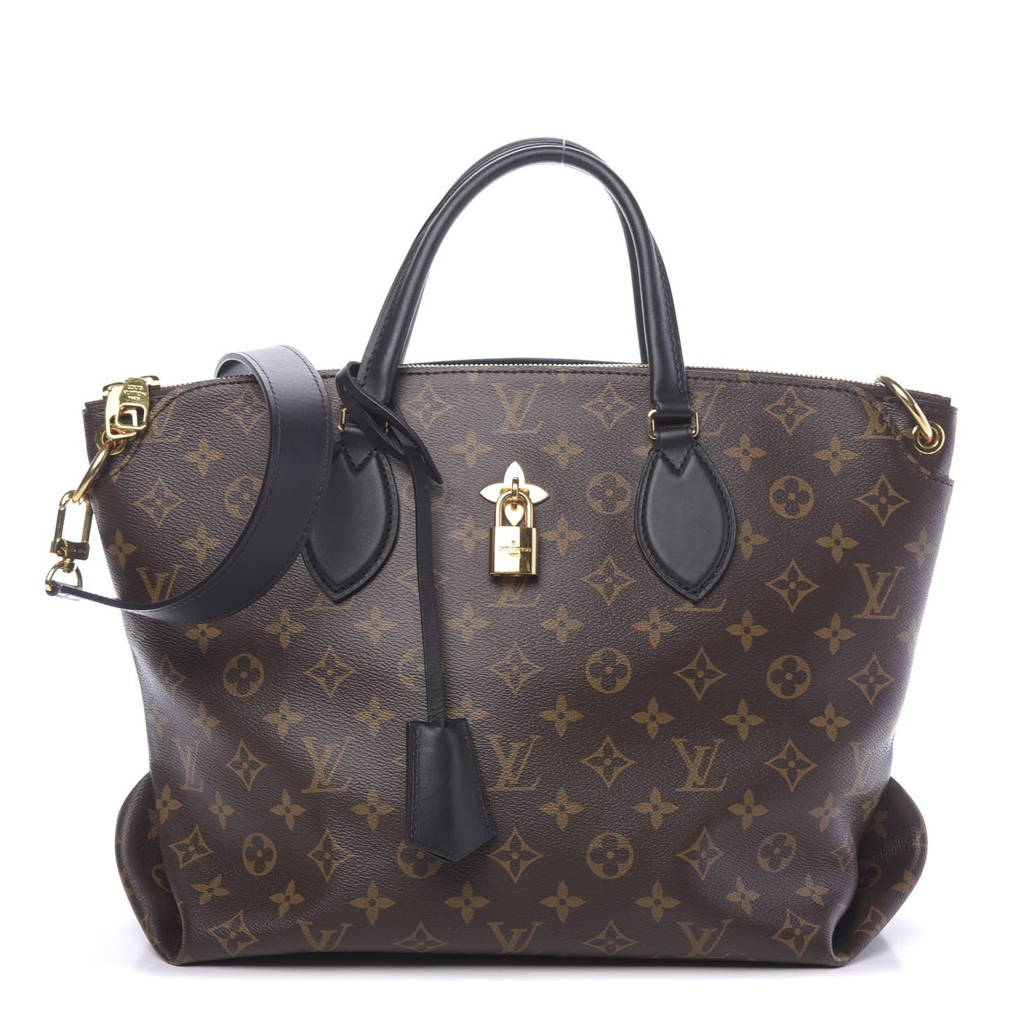Monogram Flower Zipped Tote MM Black