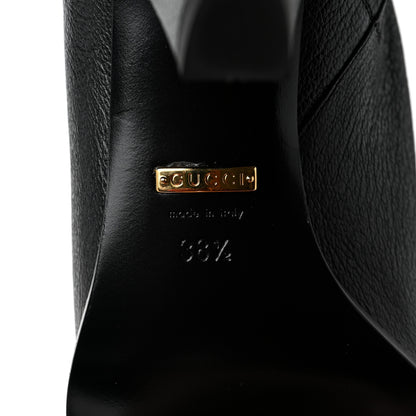 Gucci Calfskin Wrinkled Kid Diagonal Striped Zumi Knee Boots 38.5 Black Beige Romantic Cherry 6 of 9