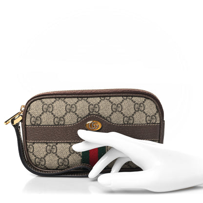 Gucci GG Supreme Monogram Ophidia Phone Case Wristlet Brown 2 of 9