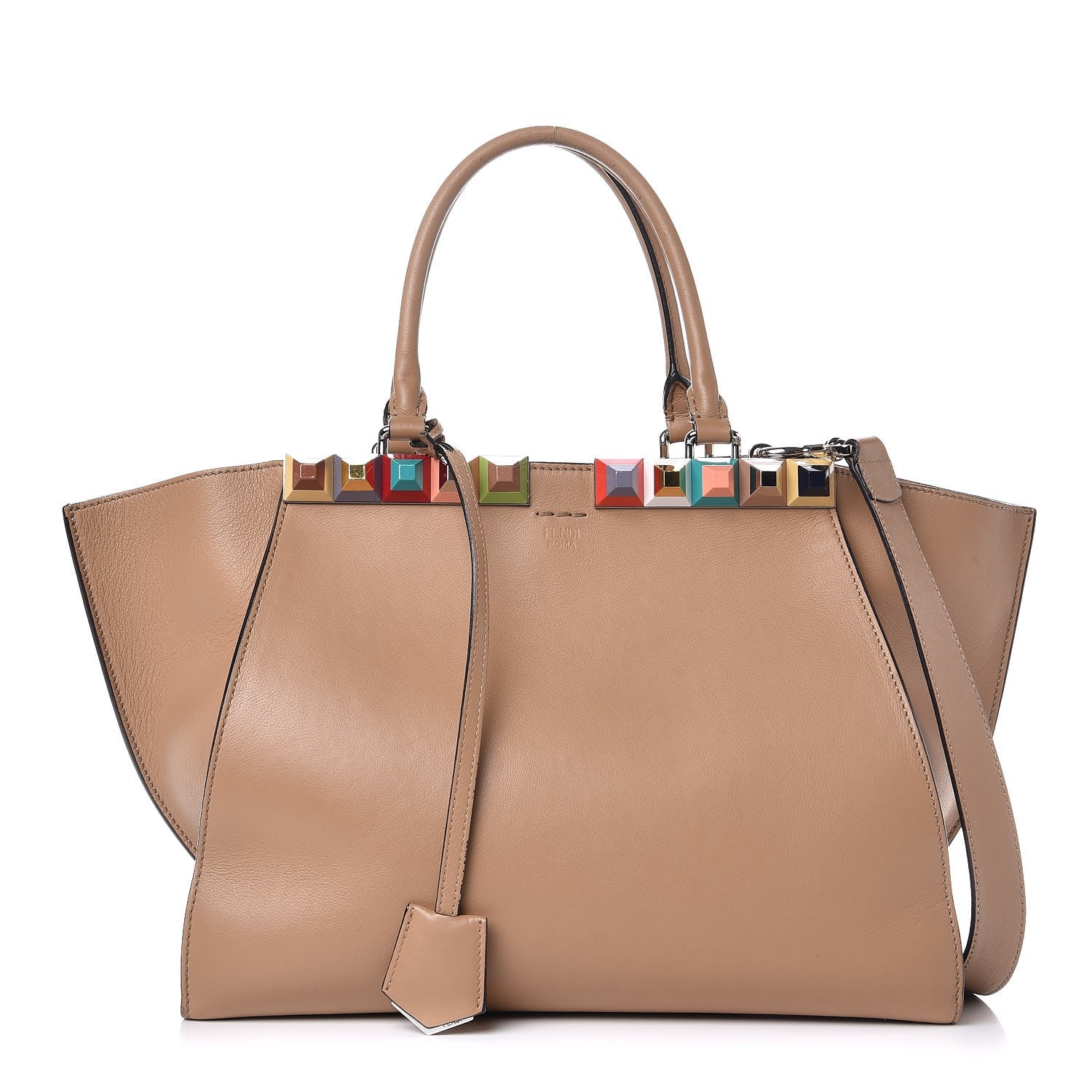 Fendi VItello Dolce Studded Petite 3Jours Tote Cuoio Multicolor 1 of 25