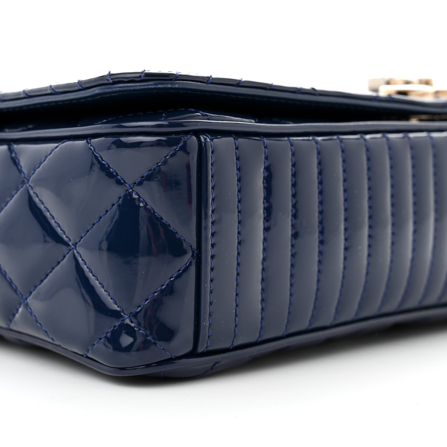 Chanel Patent Quilted Medium Coco Boy Flap Blue 9 of 11