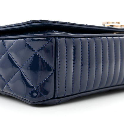 Chanel Patent Quilted Medium Coco Boy Flap Blue 9 of 11