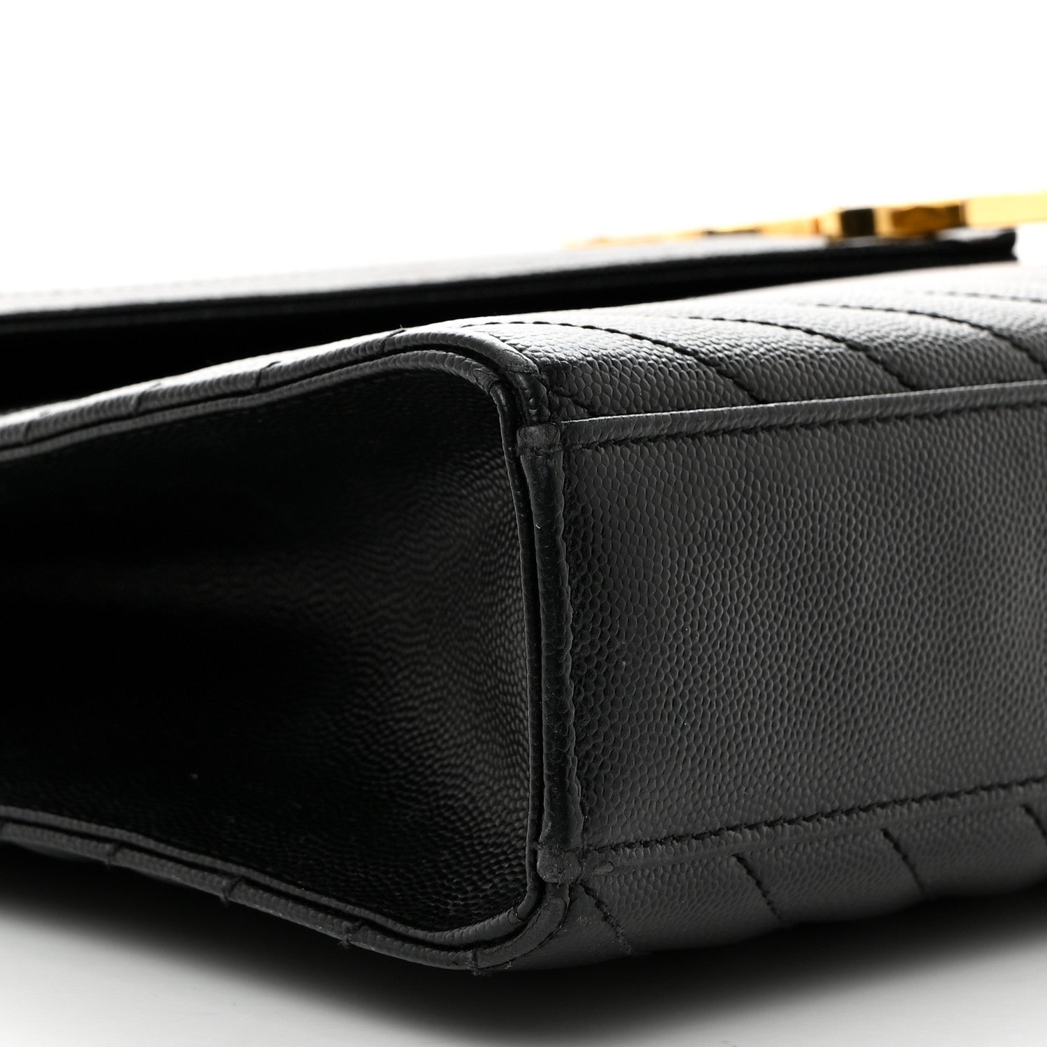 Saint Laurent Grain De Poudre Matelasse Chevron Large Monogram Satchel Black 9 of 10