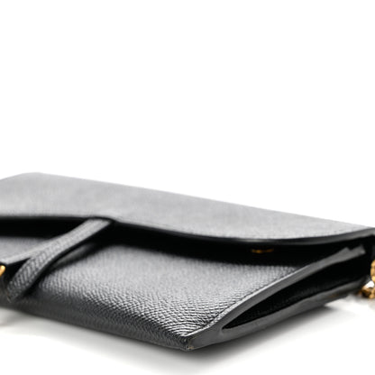 Christian Dior Grained Calfskin Saddle Chain Wallet Pouch Black 11 of 12