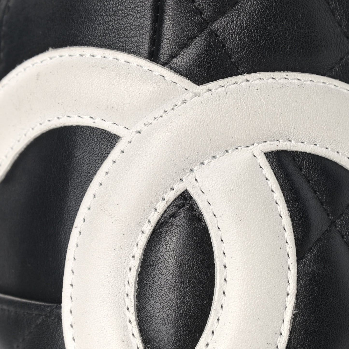Calfskin Quilted Large Cambon Bowler Black White