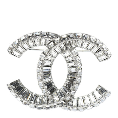 Chanel Baguette Crystal CC Brooch Silver 1 of 4