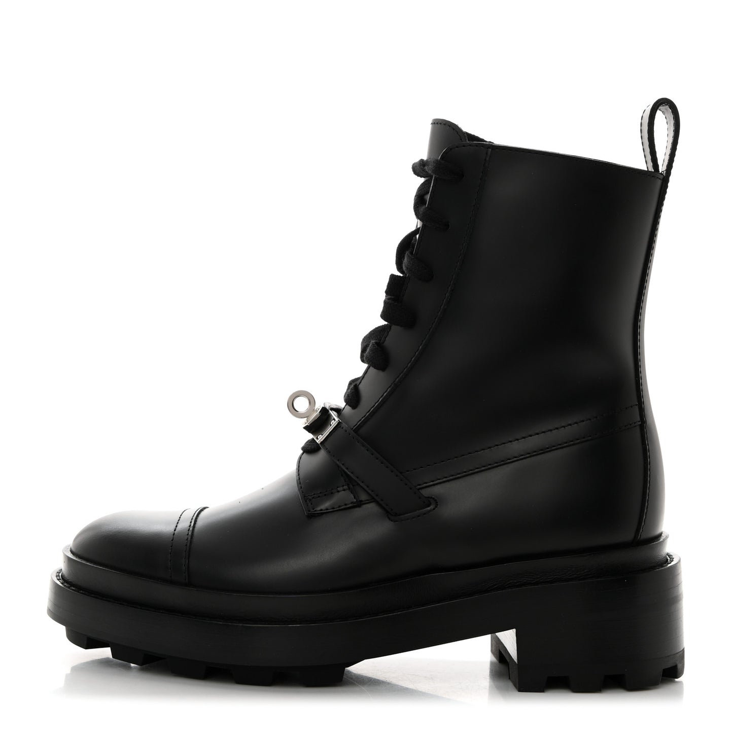 Glossed Calfskin Funk Ankle Boots 35 Black