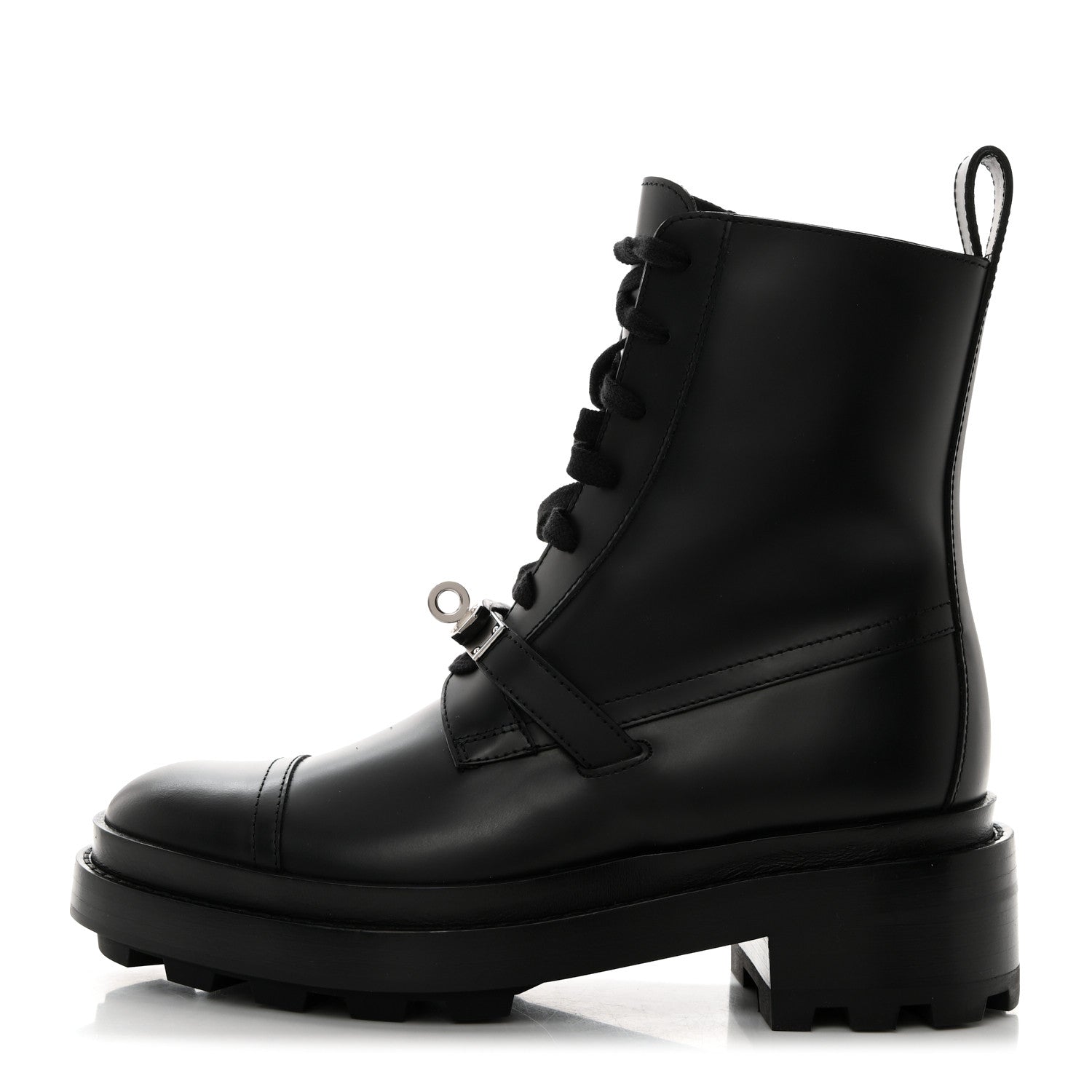 Hermes Glossed Calfskin Funk Ankle Boots 35 Black 1 of 9