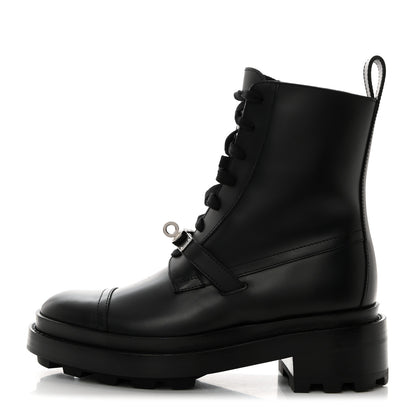 Hermes Glossed Calfskin Funk Ankle Boots 35 Black 1 of 9